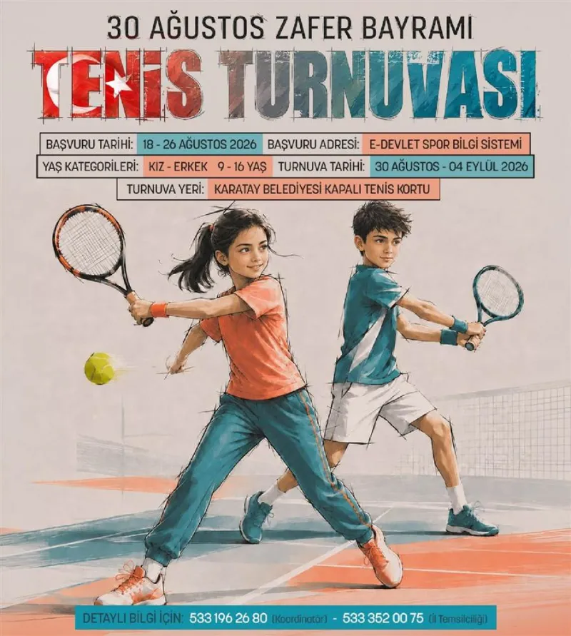 30 Ağustos Tenis Turnuvası Başvuruları Başladı