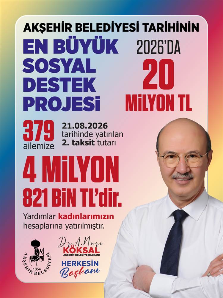 Akşehir Belediyesinden Ailelere Sosyal Destek Ödemesi