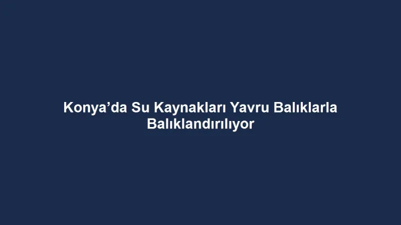Konya’da Su Kaynakları Yavru Balıklarla Balıklandırılıyor
