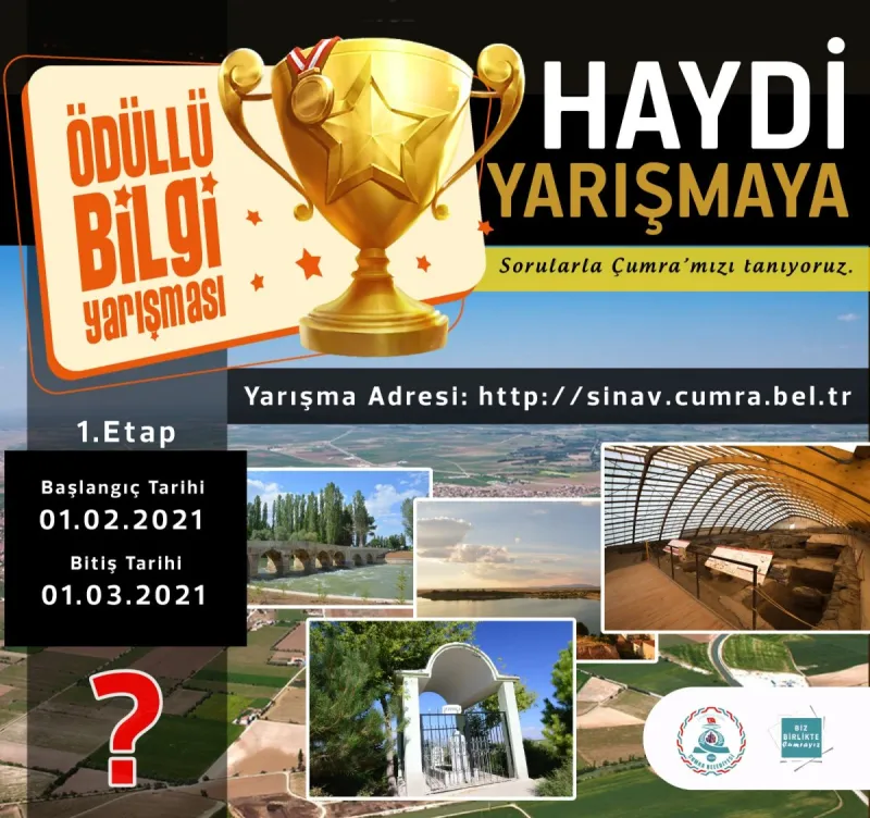 ÇUMRA BELEDİYESİ’NDEN  ÖDÜLLÜ BİLGİ YARIŞMASI