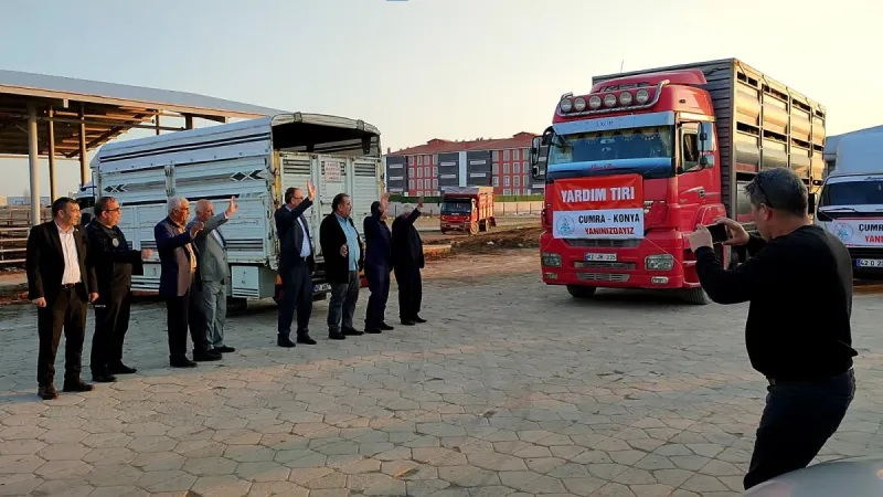 ÇUMRA'DAN DEPREM BÖLGESİNE KÜÇÜKBAŞ HAYVAN DESTEĞİ