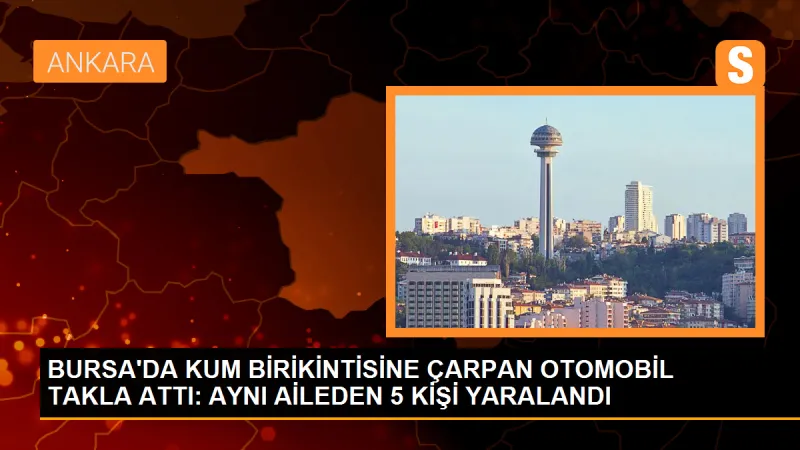 İnegöl'de kum birikintisine çarpan otomobil takla attı: 5 yaralı