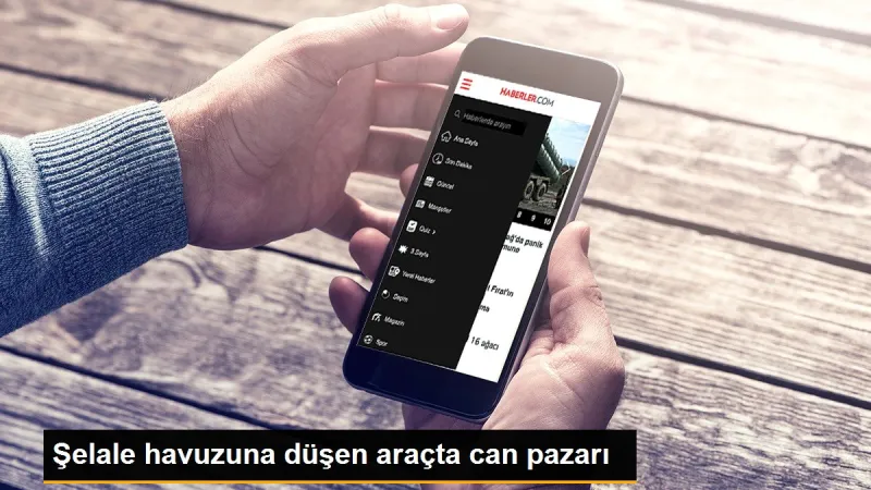 Şelale havuzuna düşen araçta can pazarı