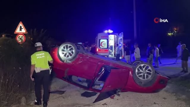 Yoldan çıkan araç takla attı: 2 yaralı