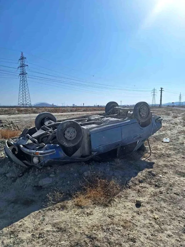 Konya'da Kontrolden Çıkan Otomobil Takla Attı: 1 Yaralı