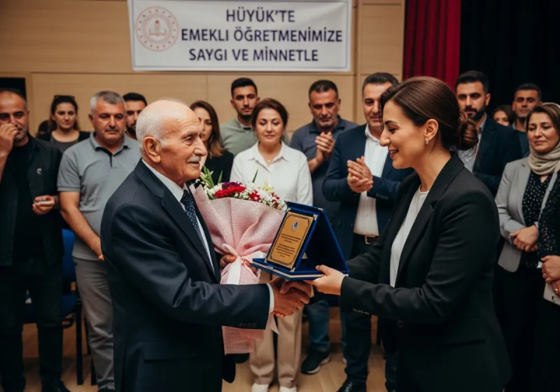 Hüyük'te Emekli Öğretmene Duygusal Veda Töreni