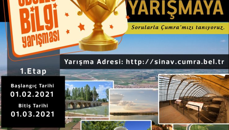 ÇUMRA BELEDİYESİ’NDEN  ÖDÜLLÜ BİLGİ YARIŞMASI