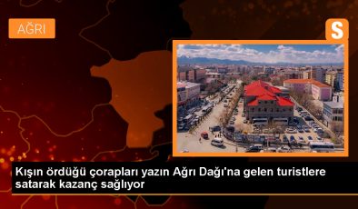 Ağrı Dağı’nda yaşayan kadın, el emeği ürünlerini dağcılara satarak aile ekonomisine katkı sağlıyor