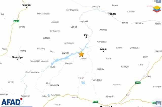 Bingöl’ün Kiğı ilçesinde 4.2 büyüklüğünde deprem