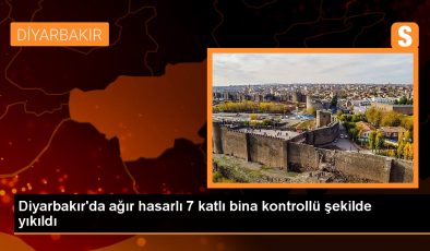 Diyarbakır’da depremden etkilenen bina kontrollü yıkıldı