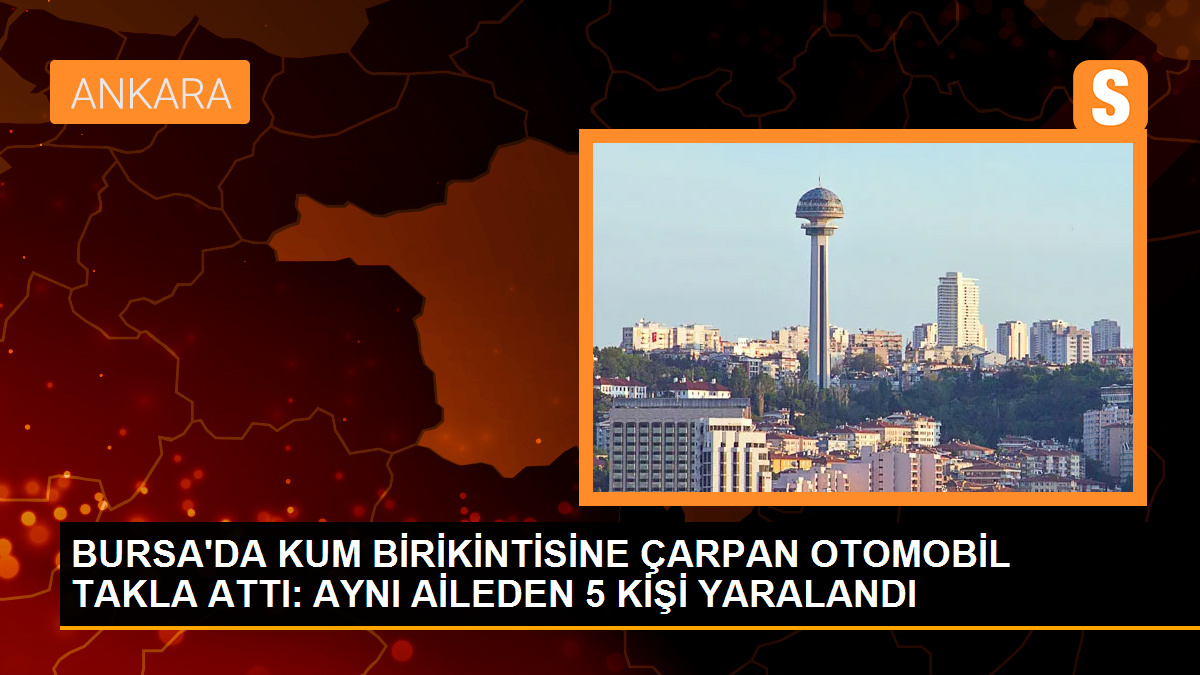 İnegöl'de kum birikintisine çarpan otomobil takla attı: 5 yaralı