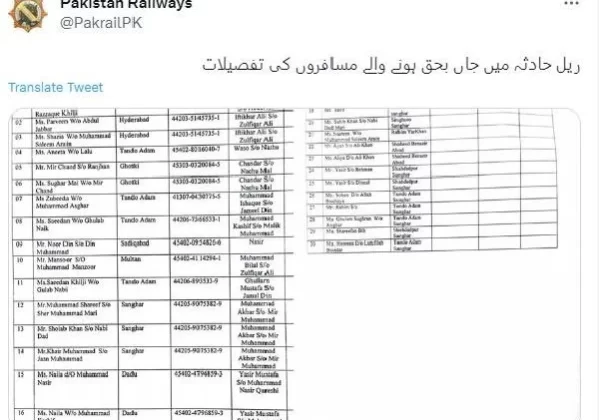 Pakistan’da tren kazasında 30 kişi hayatını kaybetti