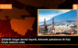 Şiddetli rüzgar denizi taşırdı, teknede yakalanan iki kişi böyle alabora oldu