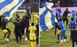 Talisca, şampiyonluk sonrası sahanın ortasına bayrak dikmeye çalışınca kavga çıktı