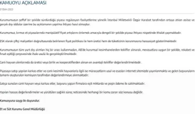 Et ve Süt Kurumu, CHP Milletvekili Özgür Karabat’ın İddialarına Cevap Verdi