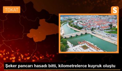 Şeker pancarı hasadı bitti, kilometrelerce kuyruk oluştu