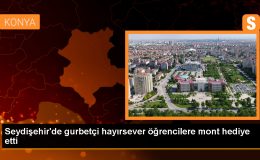 Seydişehir’de gurbetçi hayırsever öğrencilere mont hediye etti